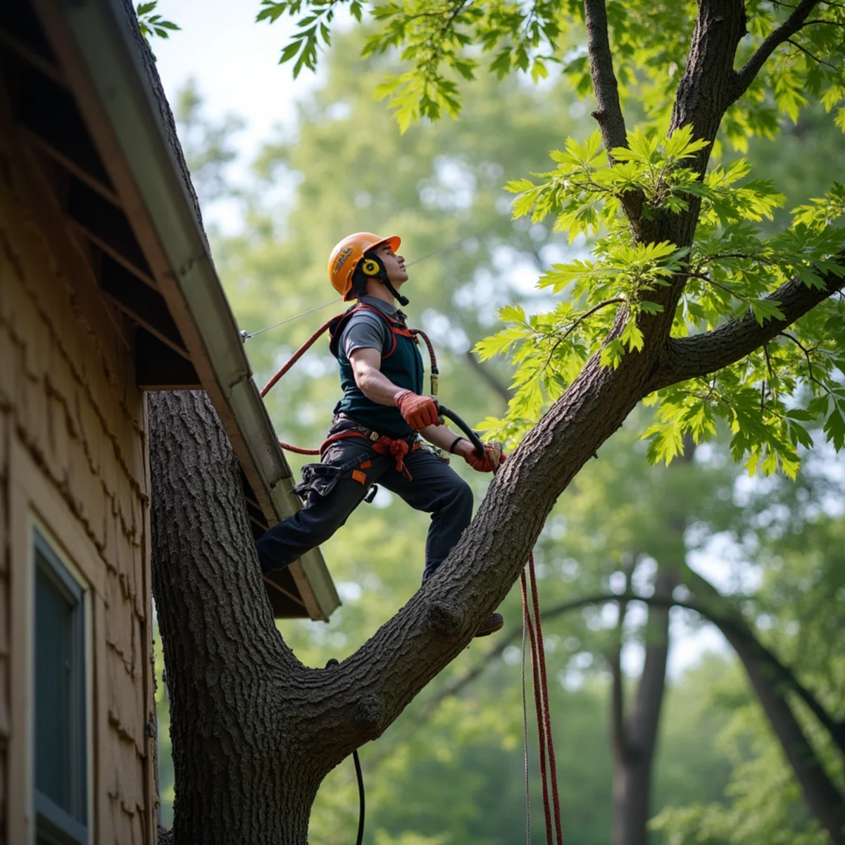Commercial machinery executing Ash Tree Removal (Emerald Ash Borer) in Central Illinois