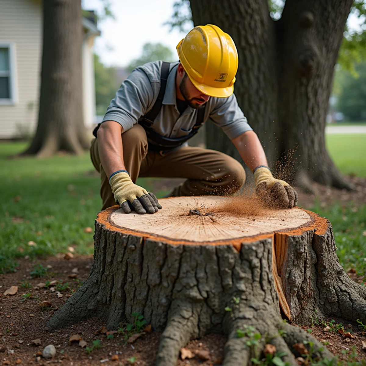 Safety protocols and risk prevention regarding backyard stump grinding