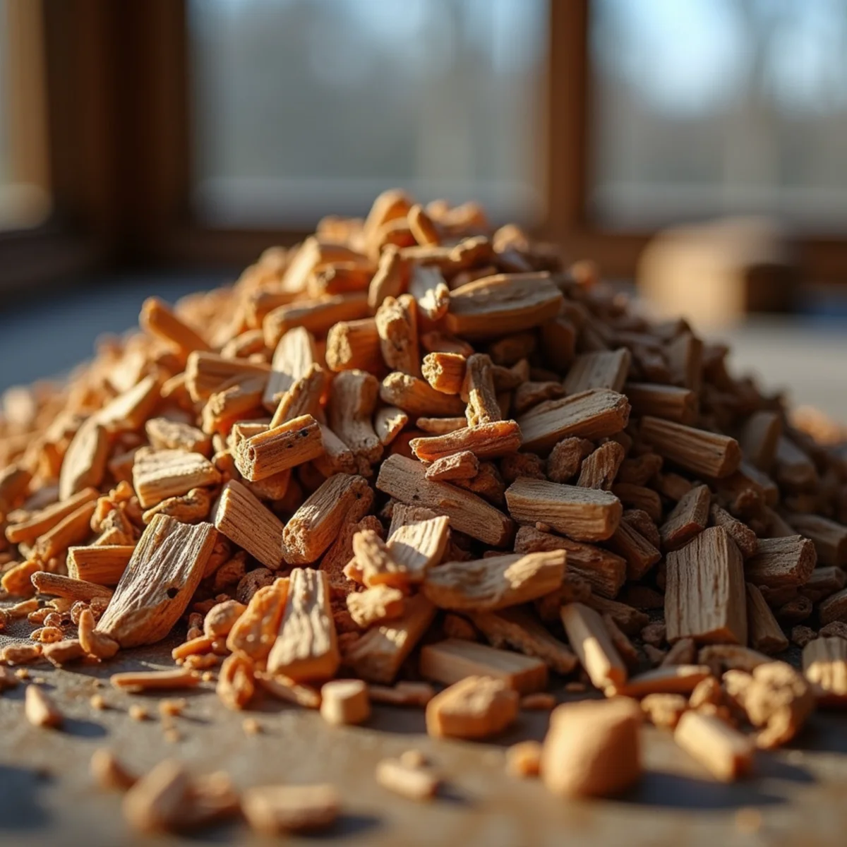 Clean organic wood mulch produced from residential stump grinding