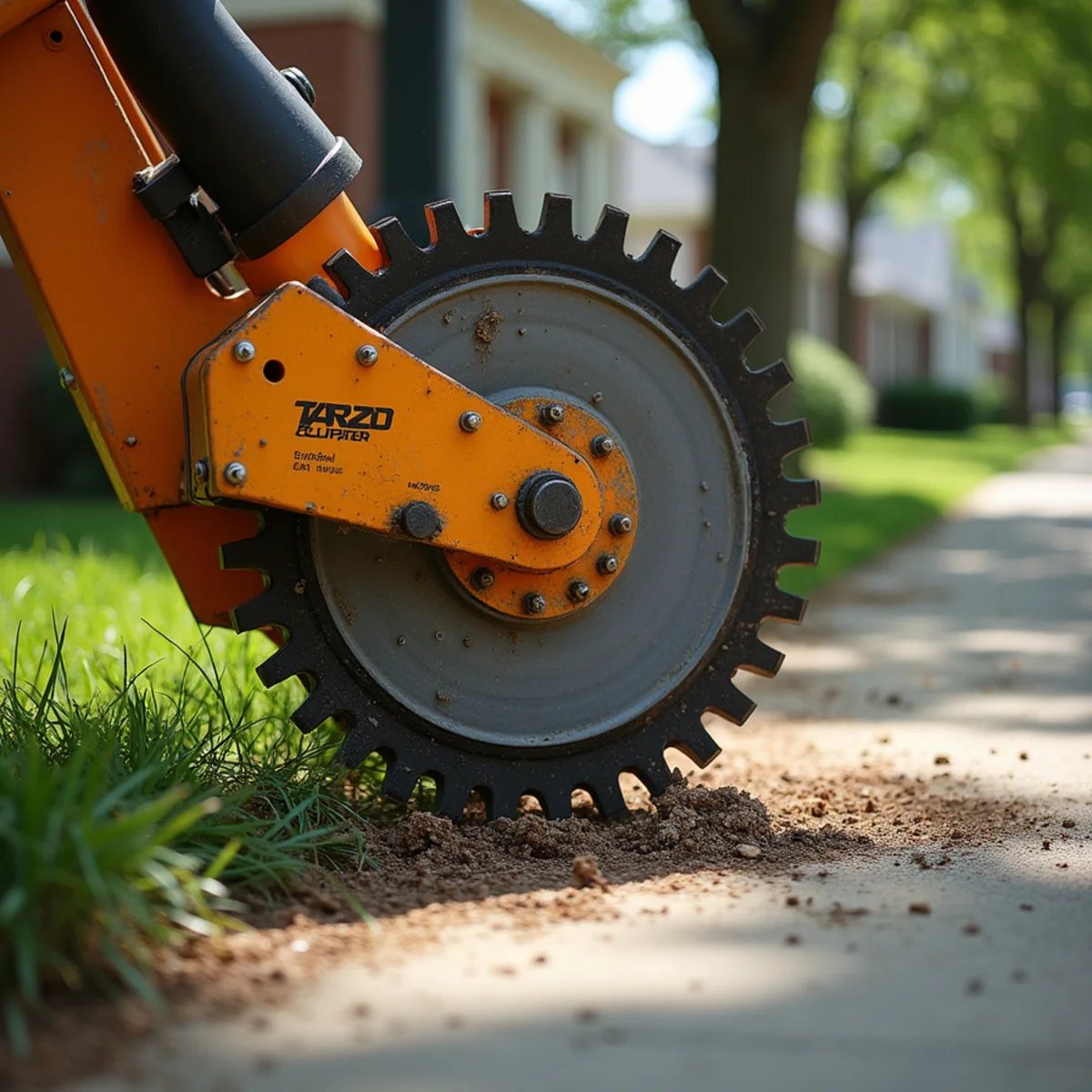 Commercial machinery executing Tree Root Removal in Central Illinois