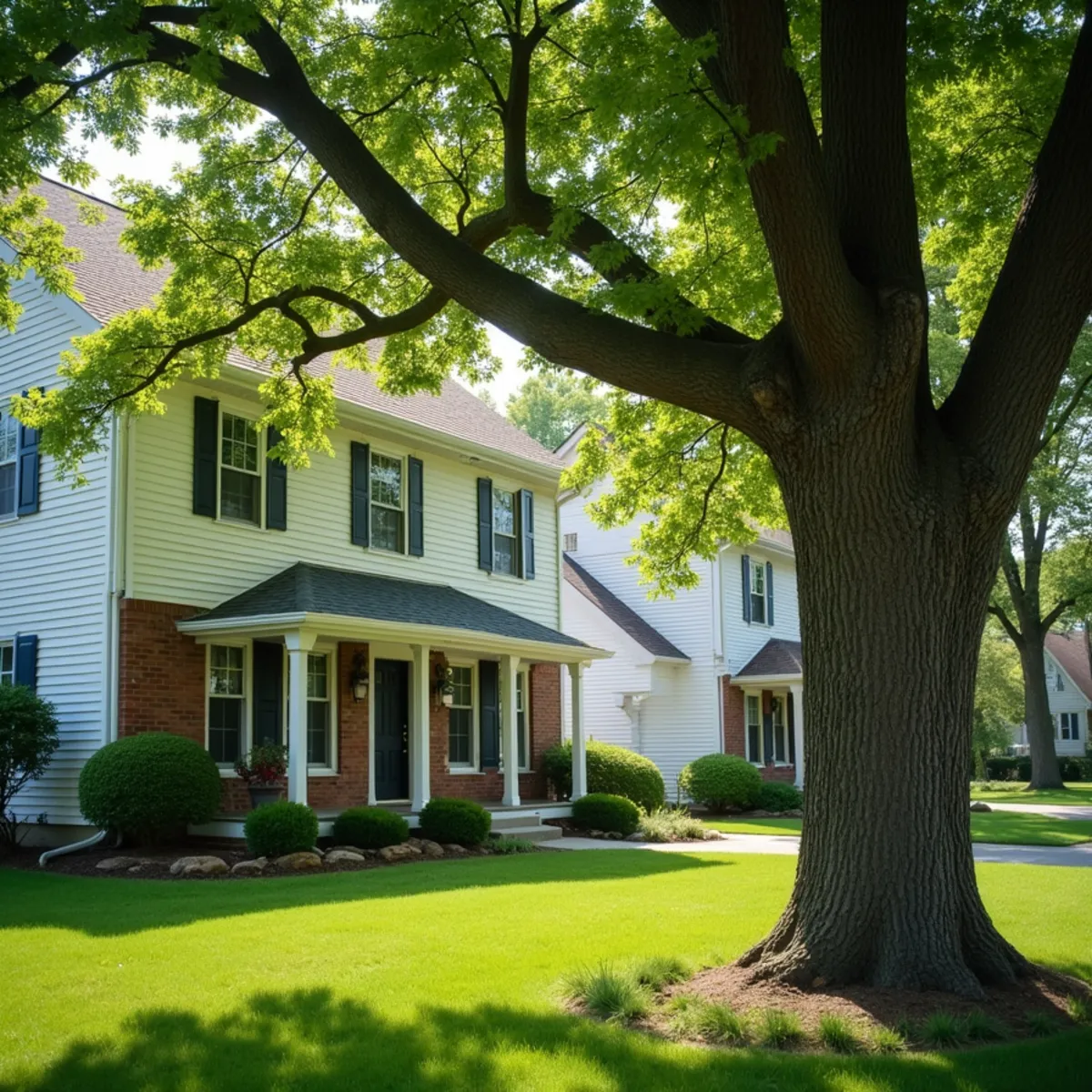 Residential property and mature tree canopy in Carlinville Illinois
