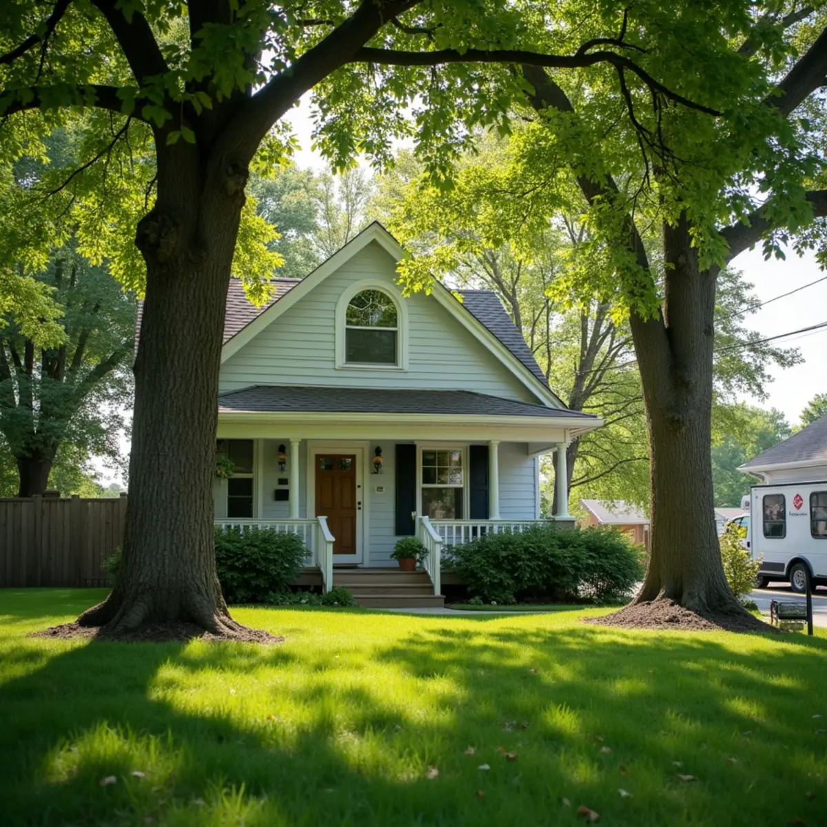 Residential property and mature tree canopy in Decatur Illinois