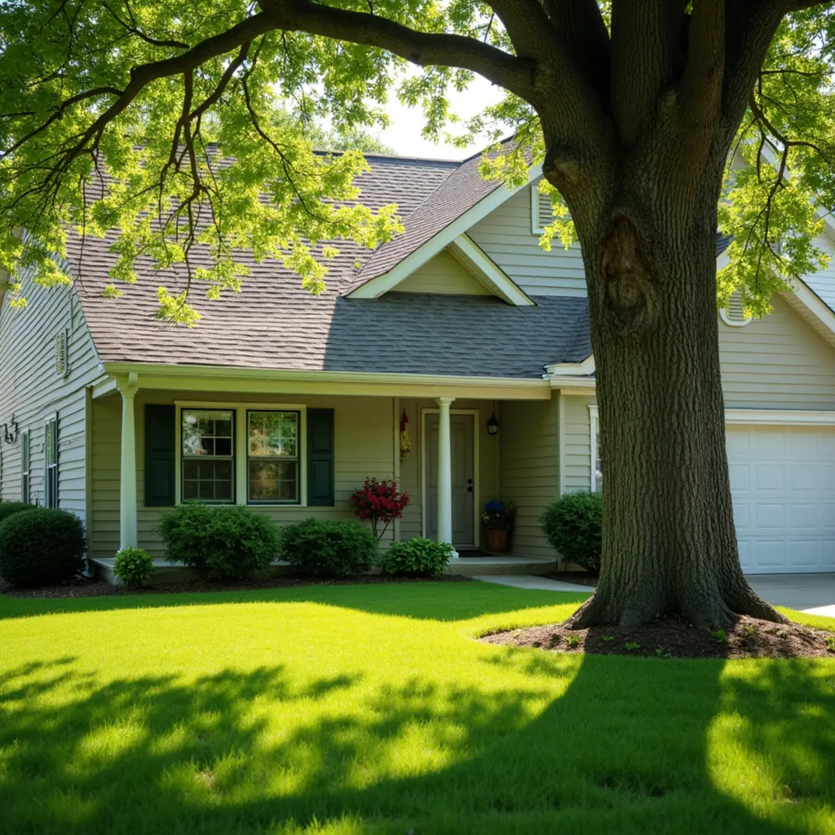 Residential property and mature tree canopy in Macoupin County Illinois