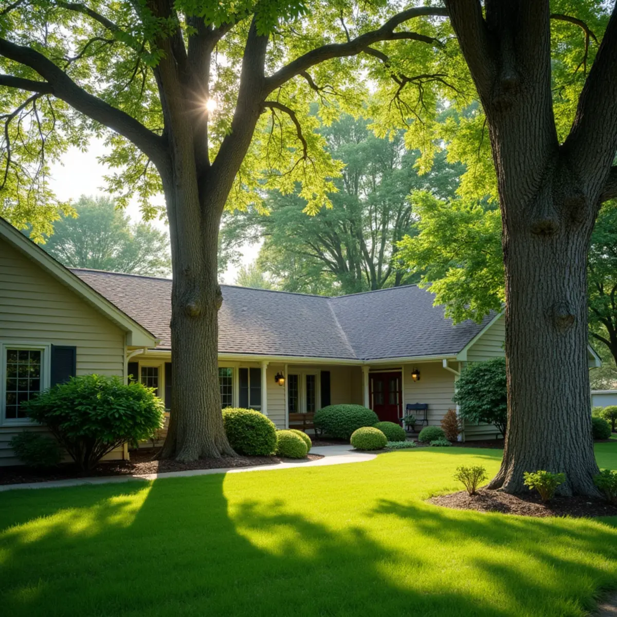 Residential property and mature tree canopy in Sangamon County Illinois
