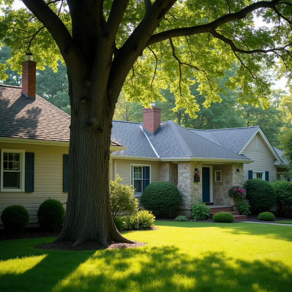 Residential property and mature tree canopy in South Jacksonville Illinois