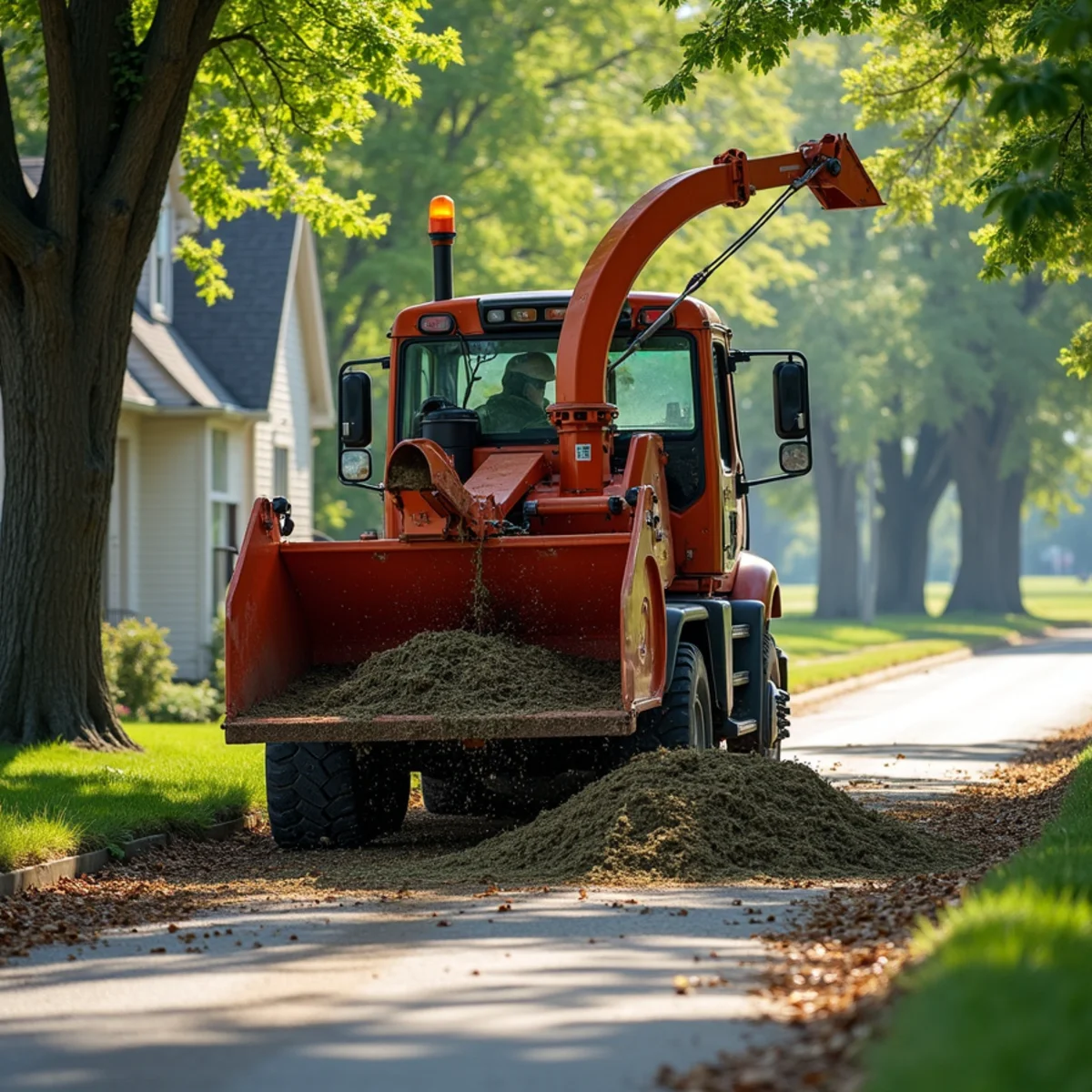 Commercial machinery executing Storm Damage Tree Cleanup in Central Illinois