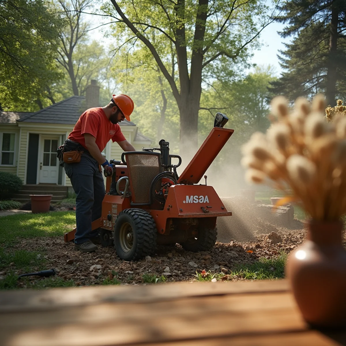 Safety exclusion zone and protocols for Stump Grinding